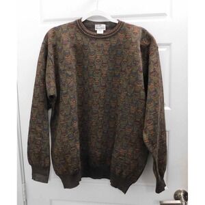 Neiman Marcus Brown Owl‎ Wool Pullover Knit Sweater L